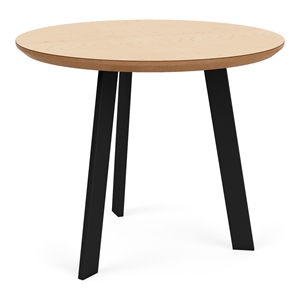 Waterfall Reception Waiting 24&quot Round Top Wood End Table / Black Steel / Natural