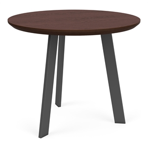 Waterfall Reception 24&quot Round Top Wood End Table / Charcoal Steel / Walnut