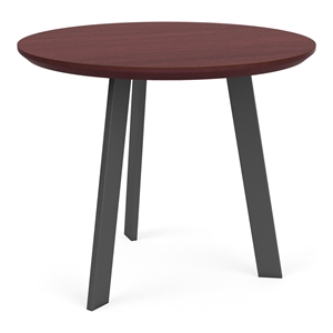 Waterfall Reception 24&quot Round Top Wood End Table / Charcoal Steel / Mahogany