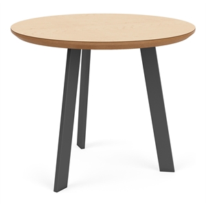 Waterfall Reception 24&quot Round Top Wood End Table / Charcoal Steel / Natural