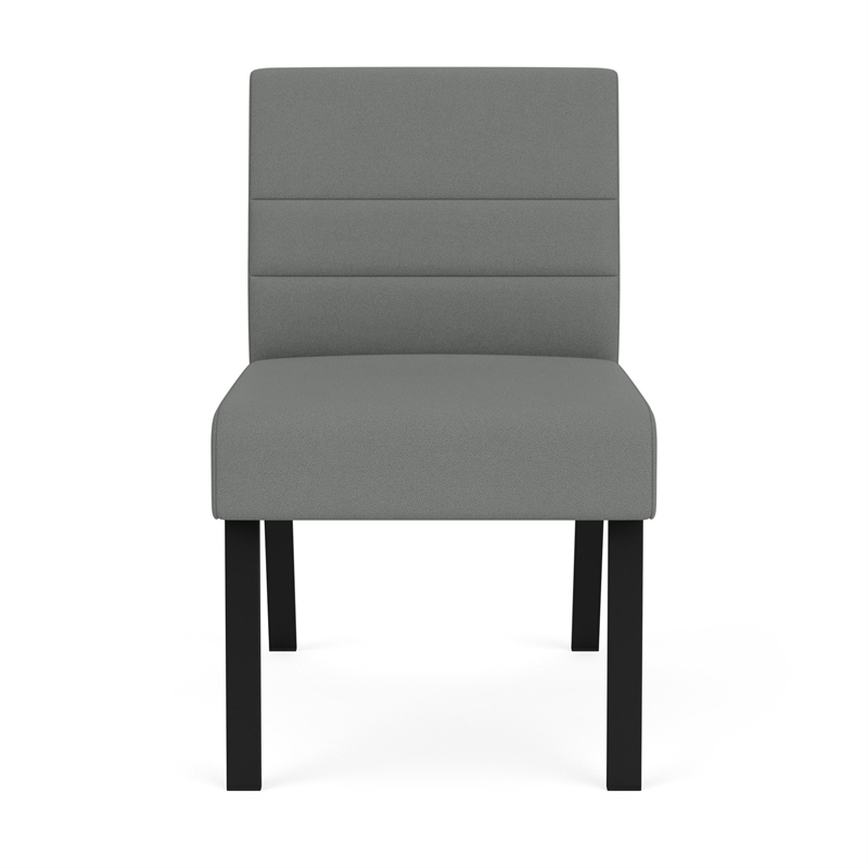 Waterfall Reception Waiting Armless Guest Chair / Black Steel / Light Gray