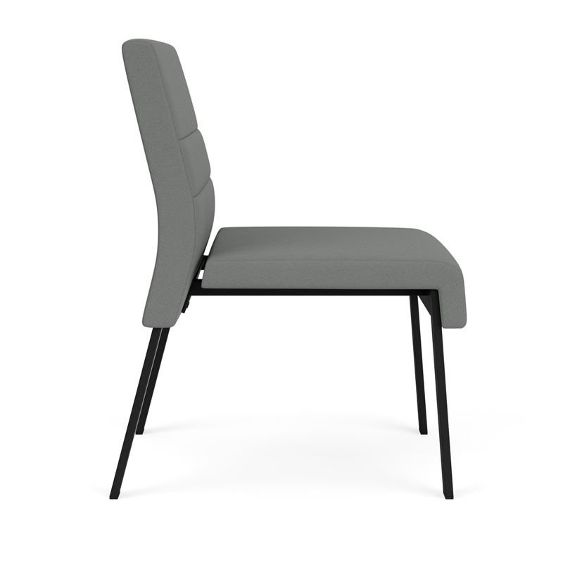 Waterfall Reception Waiting Armless Guest Chair / Black Steel / Light Gray