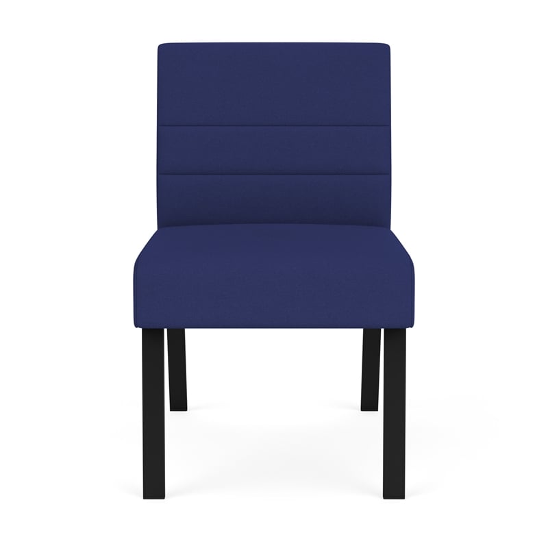 Waterfall Reception Waiting Room Armless Guest Chair / Black Steel / Blue