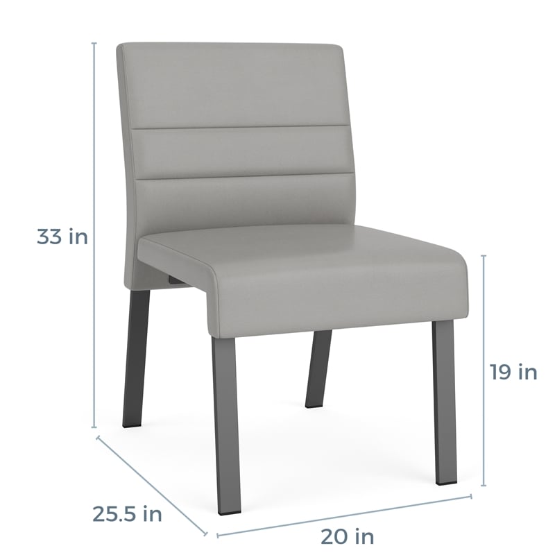 Waterfall Reception Waiting Room Armless Guest Chair / Black Steel / Blue