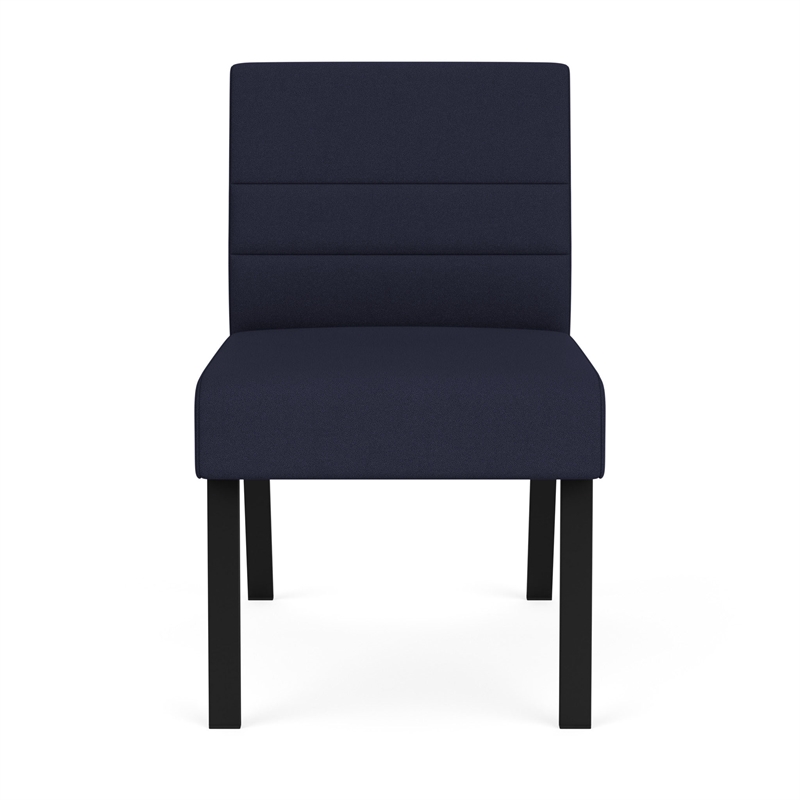 Waterfall Reception Waiting Armless Guest Chair / Black Steel / Navy Blue