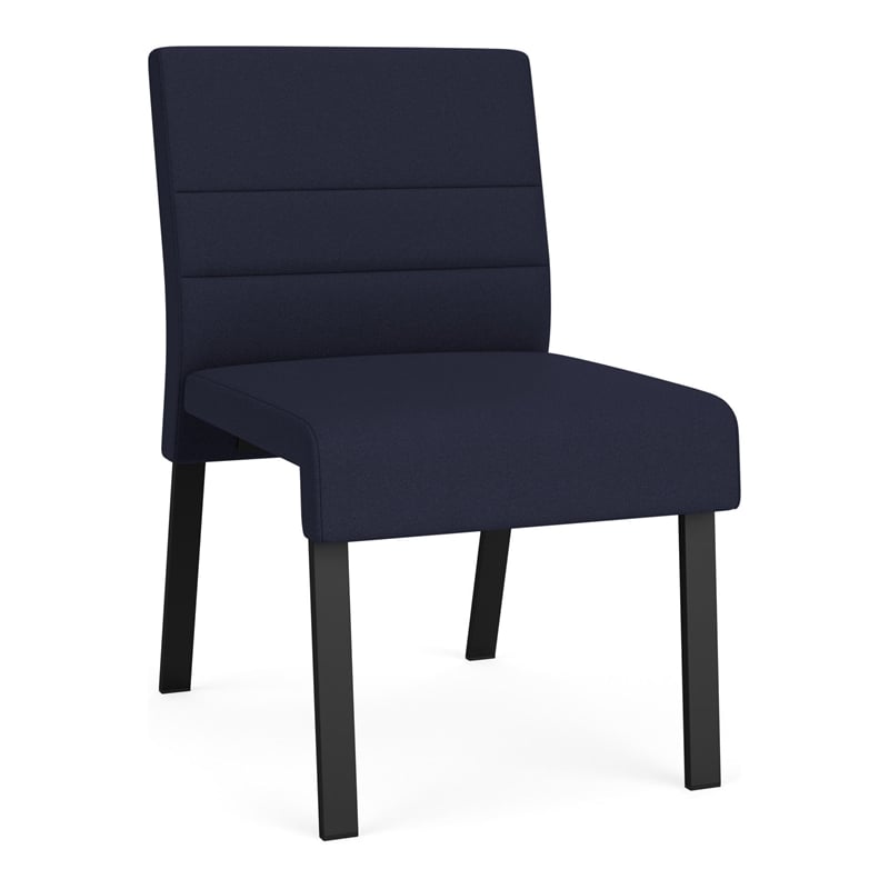 Waterfall Reception Waiting Armless Guest Chair / Black Steel / Navy Blue