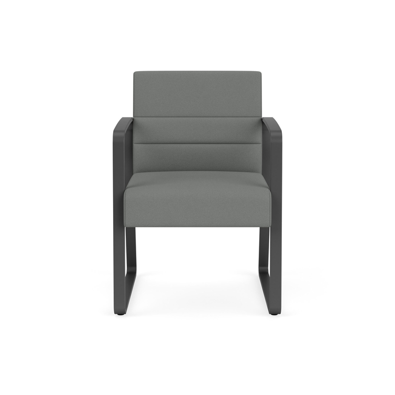 Waterfall Reception Waiting Sled Base Guest Chair / Charcoal Steel / Light Gray