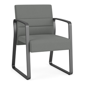 Waterfall Reception Waiting Sled Base Guest Chair / Charcoal Steel / Light Gray