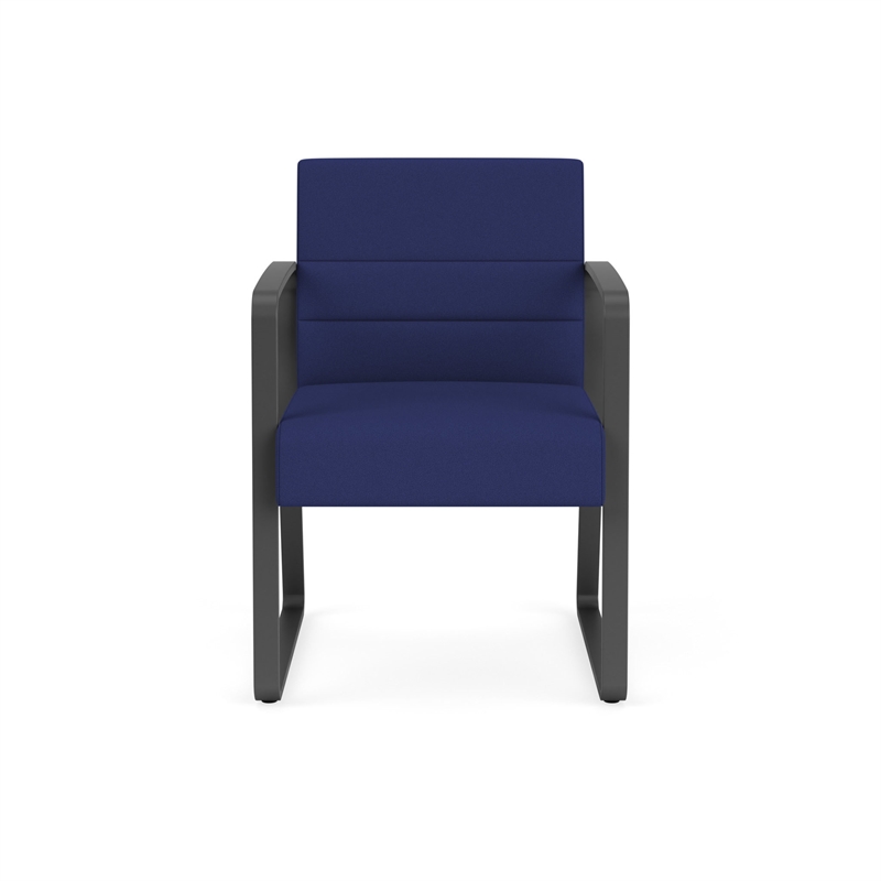 Waterfall Reception Waiting Sled Base Guest Chair / Charcoal Steel / Blue