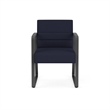 Waterfall Reception Waiting Sled Base Guest Chair / Charcoal Steel / Navy Blue