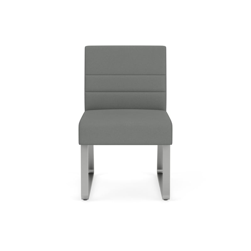 Waterfall Reception Sled Base Armless Guest Chair / Silver Steel / Light Gray