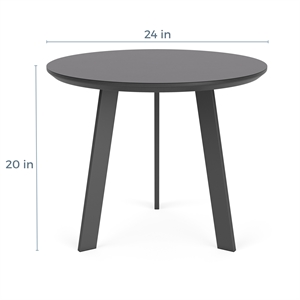 Waterfall Reception Waiting 24&quot Round Top Wood End Table / Black Steel / Walnut