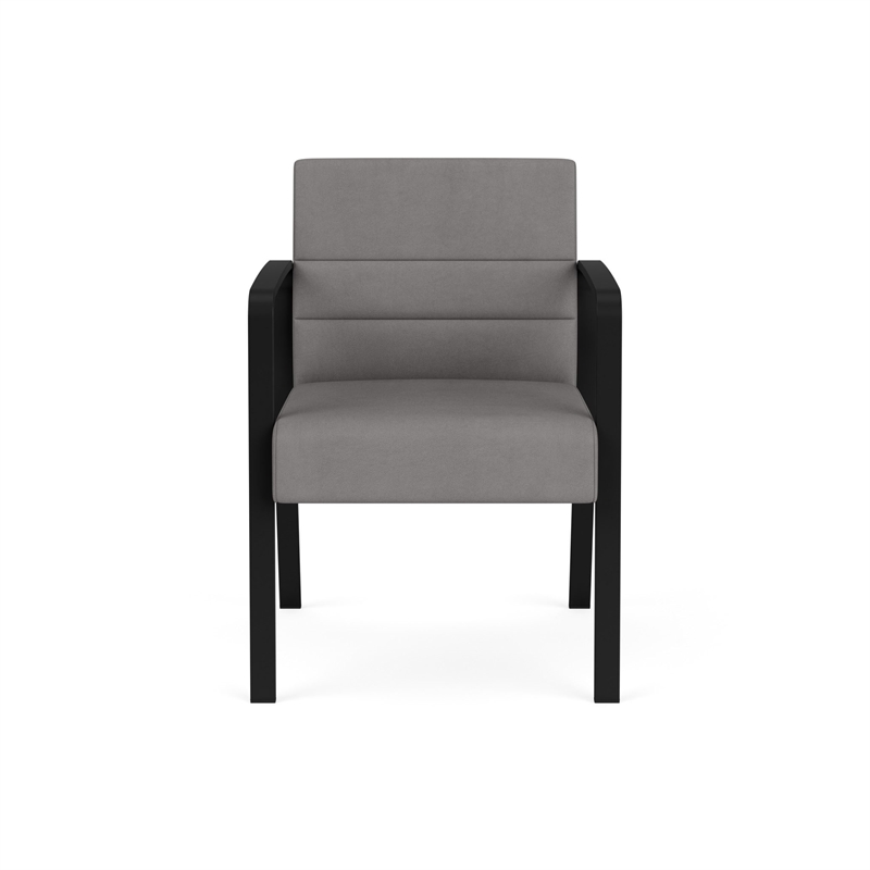 Waterfall Reception Waiting Room Guest Chair / Black Steel / Light Gray