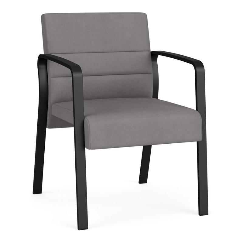Waterfall Reception Waiting Room Guest Chair / Black Steel / Light Gray