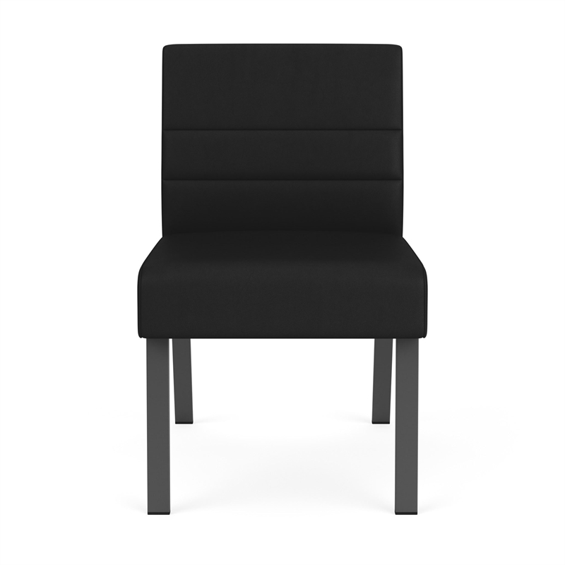 Waterfall Reception Waiting Armless Guest Chair / Charcoal Steel / Black