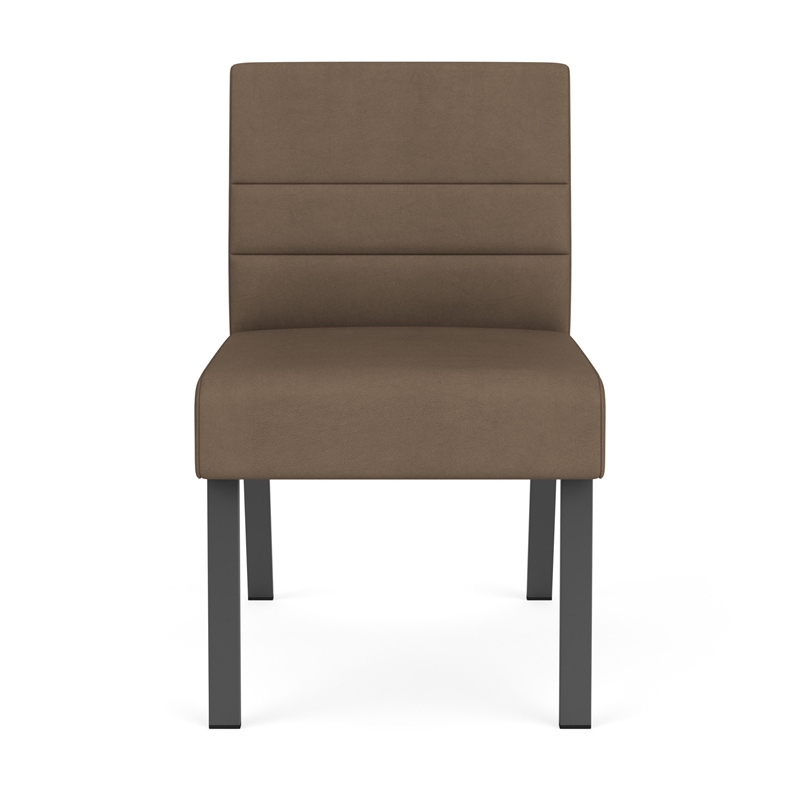 Waterfall Reception Waiting Armless Guest Chair / Charcoal Steel / Brown