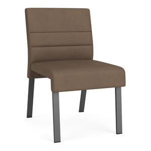 Waterfall Reception Waiting Armless Guest Chair / Charcoal Steel / Brown