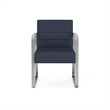 Waterfall Reception Waiting Sled Base Guest Chair / Silver Steel / Blue