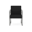 Waterfall Reception Waiting Sled Base Guest Chair / Silver Steel / Black