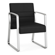 Waterfall Reception Waiting Sled Base Guest Chair / Silver Steel / Black