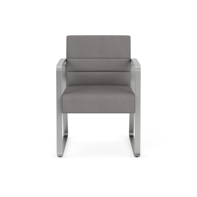 Waterfall Reception Waiting Sled Base Guest Chair / Silver Steel / Light Gray