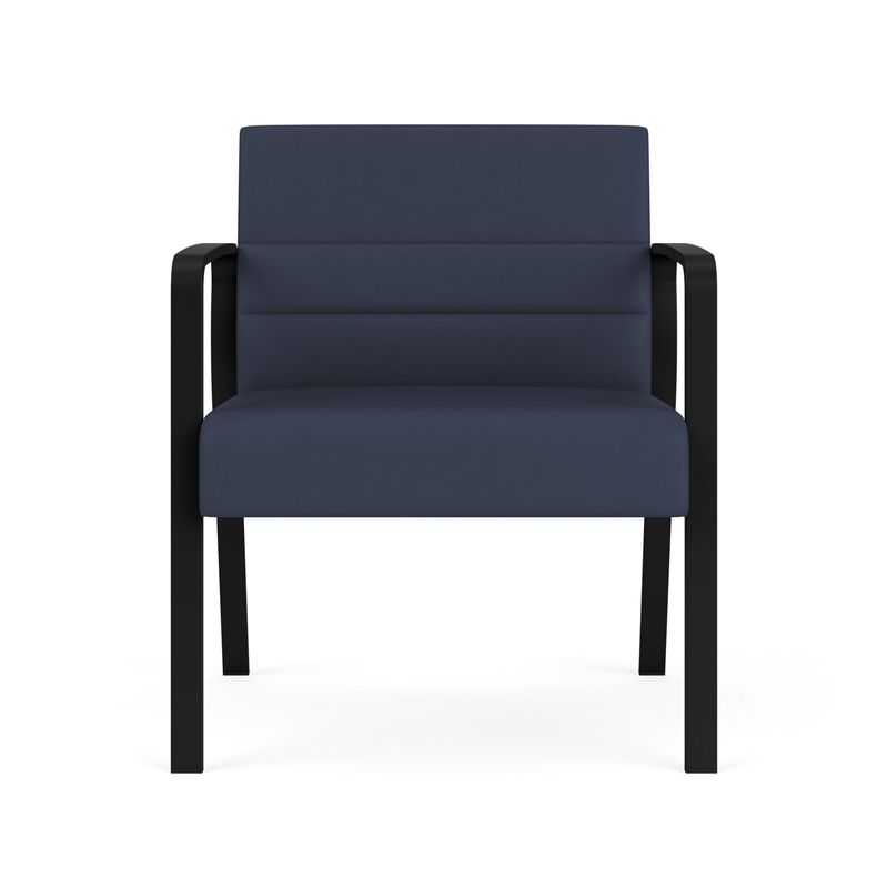 Waterfall Reception Waiting Room Oversize Guest Chair / Black Steel / Blue