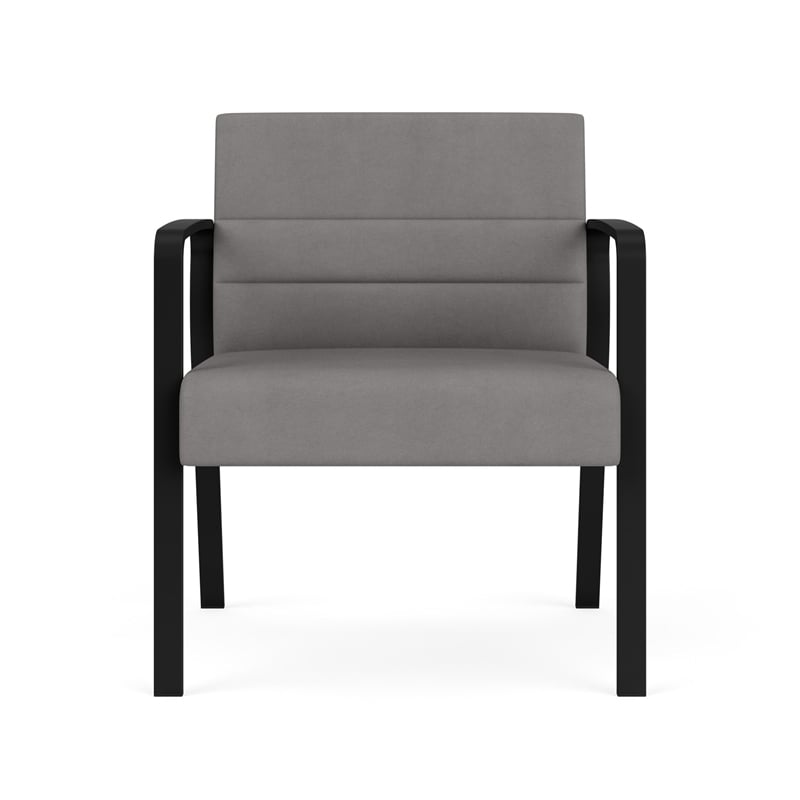 Waterfall Reception Waiting Oversize Guest Chair / Black Steel / Light Gray