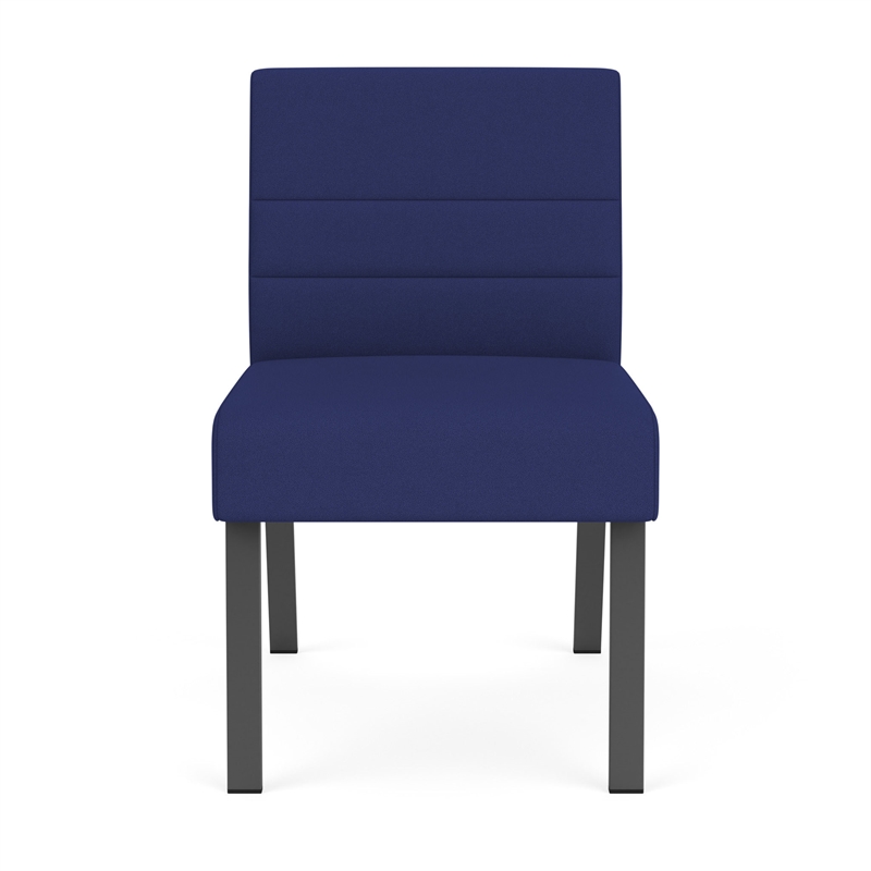 Waterfall Reception Waiting Armless Guest Chair / Charcoal Steel / Blue