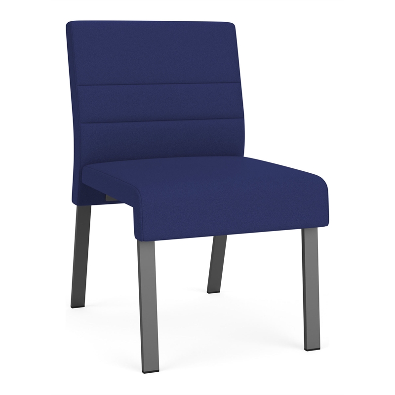 Waterfall Reception Waiting Armless Guest Chair / Charcoal Steel / Blue