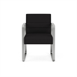 Waterfall Reception Waiting Sled Base Guest Chair / Silver Steel / Black