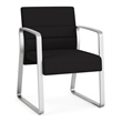 Waterfall Reception Waiting Sled Base Guest Chair / Silver Steel / Black