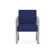 Waterfall Reception Waiting Sled Base Guest Chair / Silver Steel / Blue