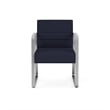 Waterfall Reception Waiting Sled Base Guest Chair / Silver Steel / Navy Blue