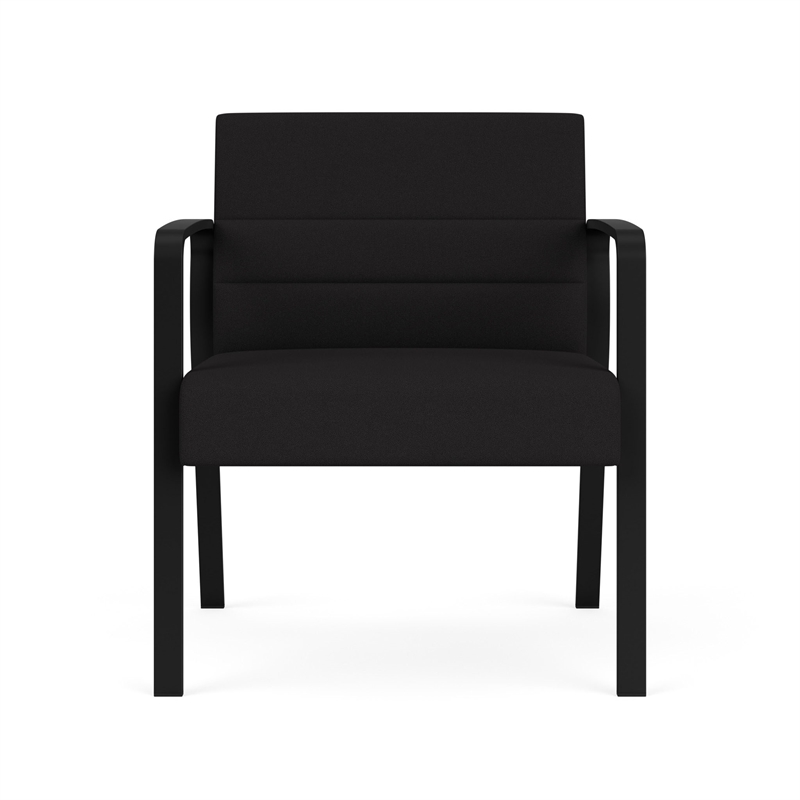Waterfall Reception Waiting Oversize Guest Chair / Black Steel / Black