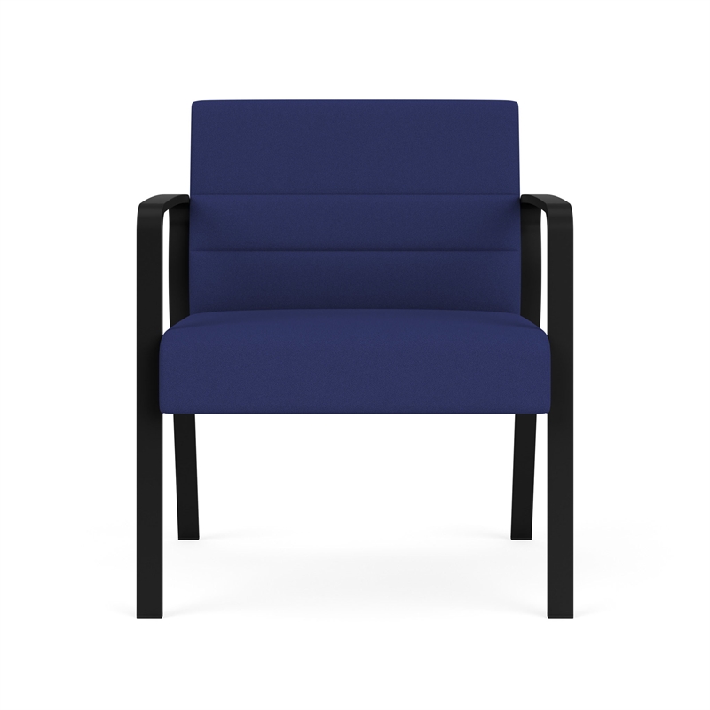 Waterfall Reception Waiting Room Oversize Guest Chair / Black Steel / Blue