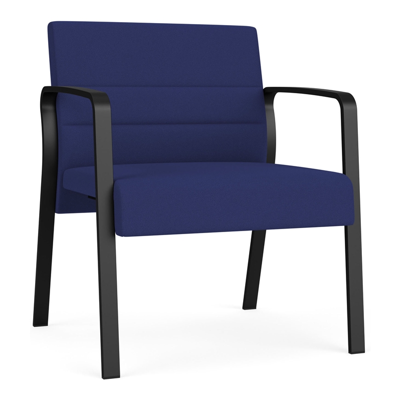Waterfall Reception Waiting Room Oversize Guest Chair / Black Steel / Blue