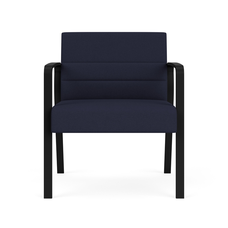 Waterfall Reception Waiting Oversize Guest Chair / Black Steel / Navy Blue