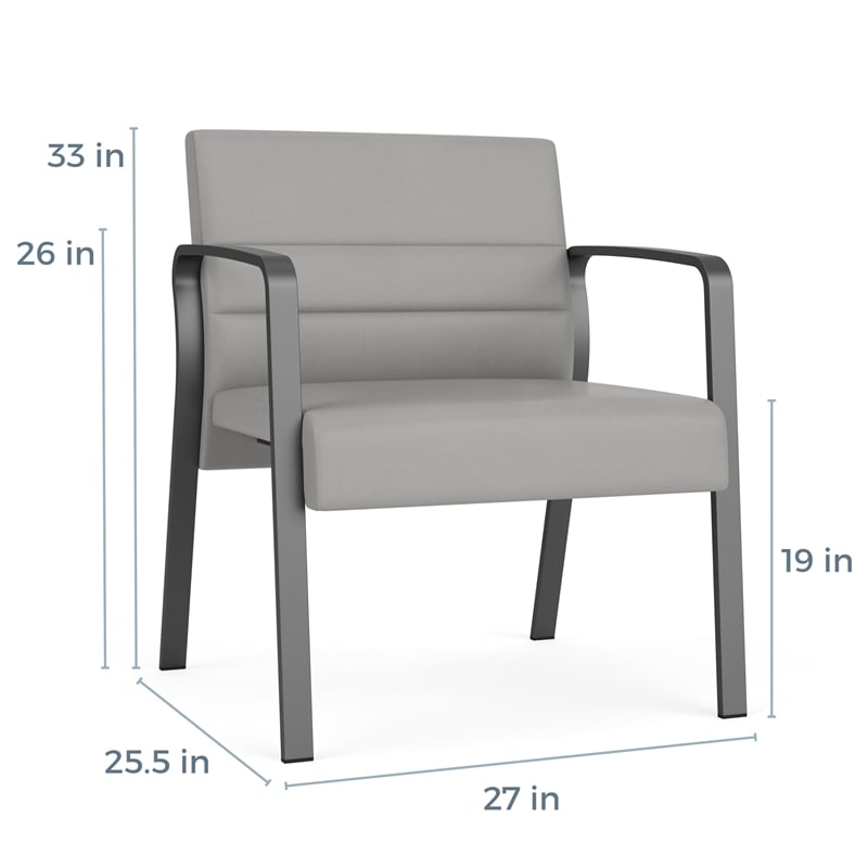 Waterfall Reception Waiting Oversize Guest Chair / Black Steel / Navy Blue