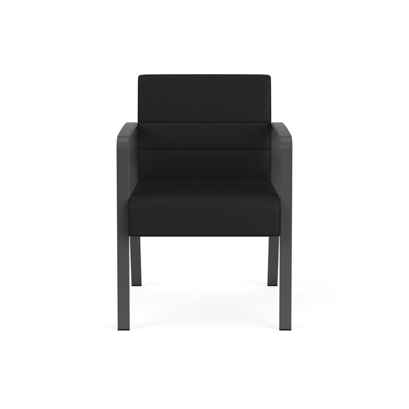 Waterfall Reception Waiting Room Healthcare Guest Chair / Charcoal Steel / Black
