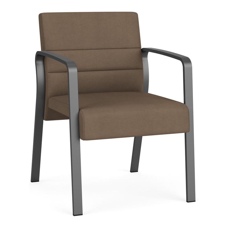 Waterfall Reception Waiting Room Healthcare Guest Chair / Charcoal Steel / Brown