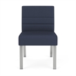 Waterfall Reception Waiting Room Armless Guest Chair / Silver Steel / Blue