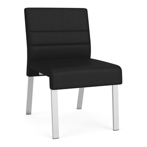 Waterfall Reception Waiting Armless Guest Chair / Silver Steel / Black