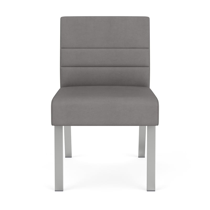 Waterfall Reception Waiting Armless Guest Chair / Silver Steel / Light Gray