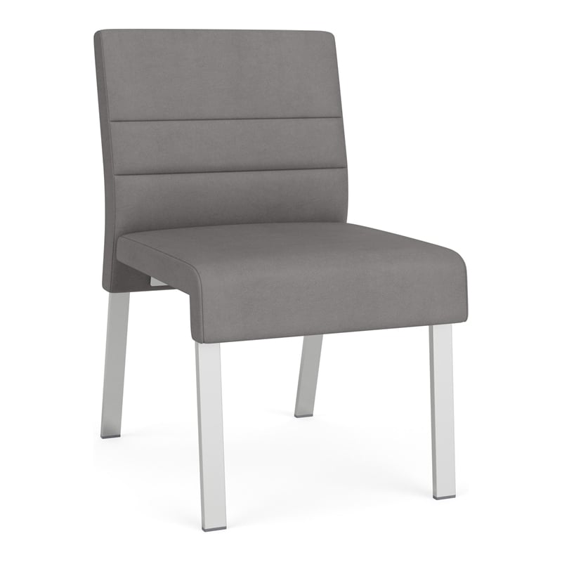 Waterfall Reception Waiting Armless Guest Chair / Silver Steel / Light Gray