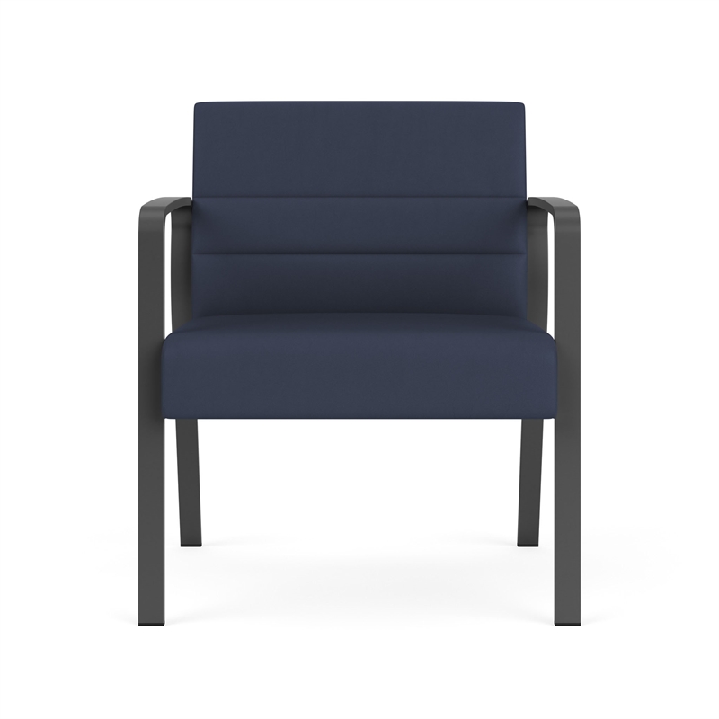 Waterfall Reception Waiting Oversize Guest Chair / Charcoal Steel / Blue