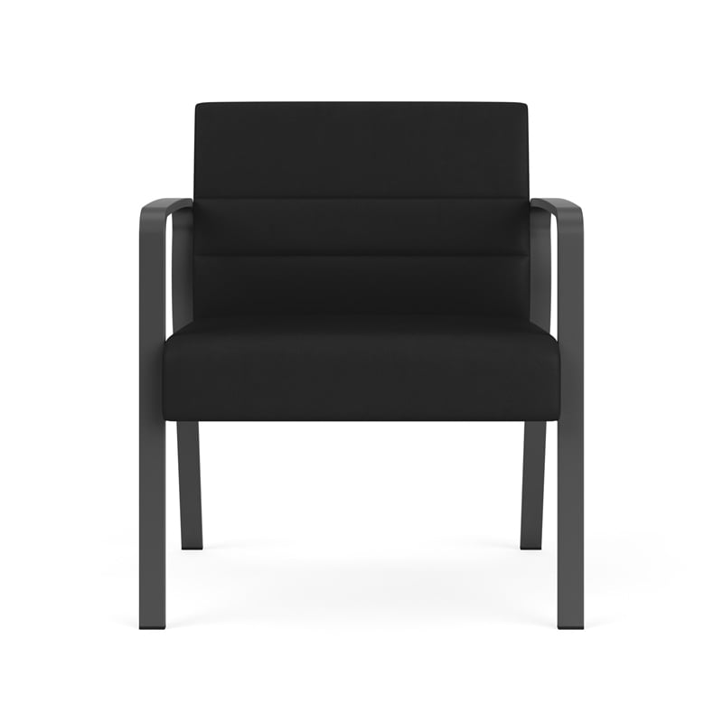 Waterfall Reception Waiting Oversize Guest Chair / Charcoal Steel / Black