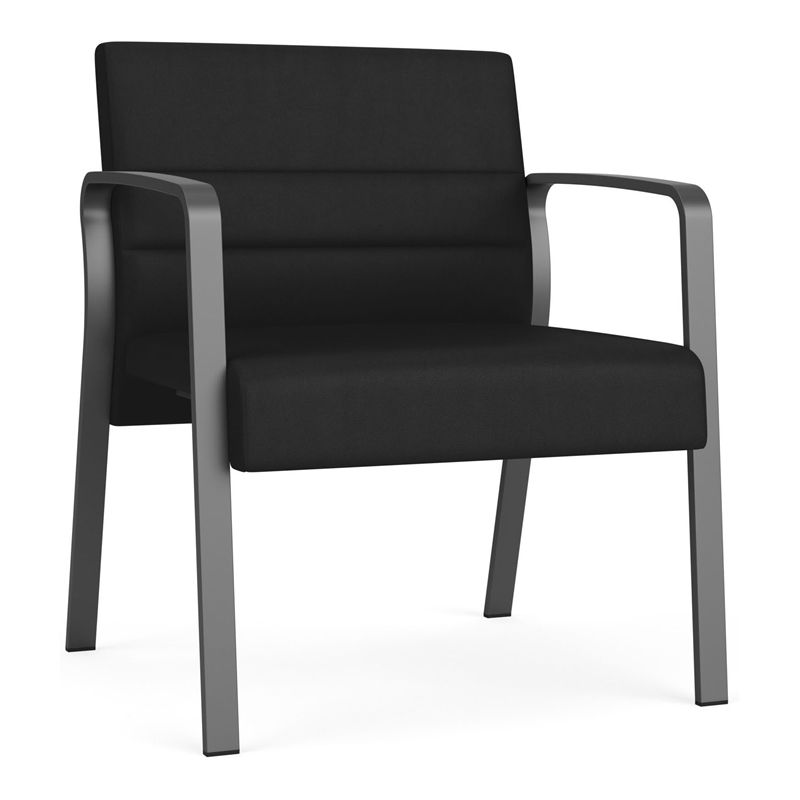 Waterfall Reception Waiting Oversize Guest Chair / Charcoal Steel / Black