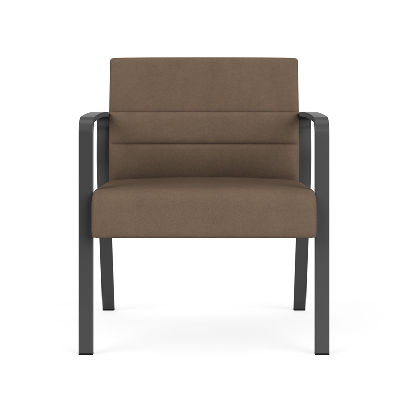 Waterfall Reception Waiting Oversize Guest Chair / Charcoal Steel / Brown