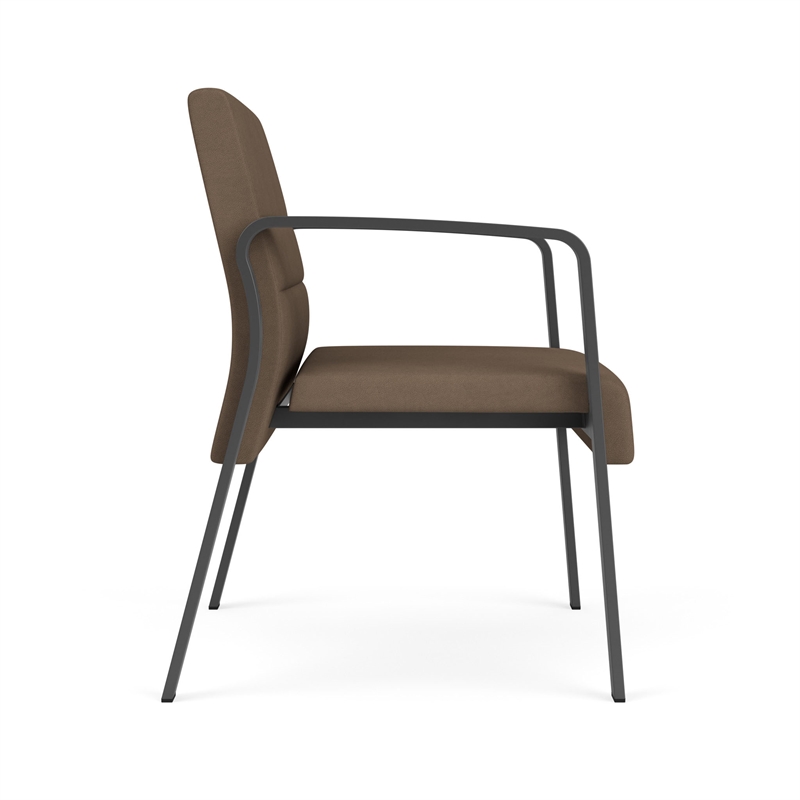 Waterfall Reception Waiting Oversize Guest Chair / Charcoal Steel / Brown