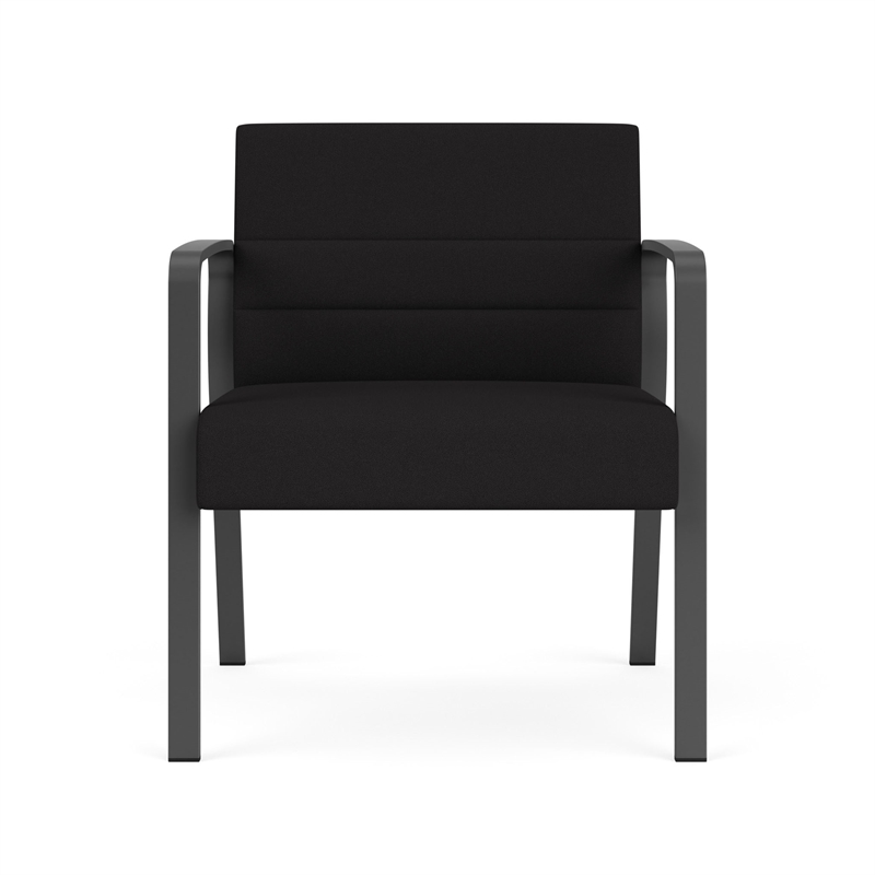 Waterfall Reception Waiting Oversize Guest Chair / Charcoal Steel / Black